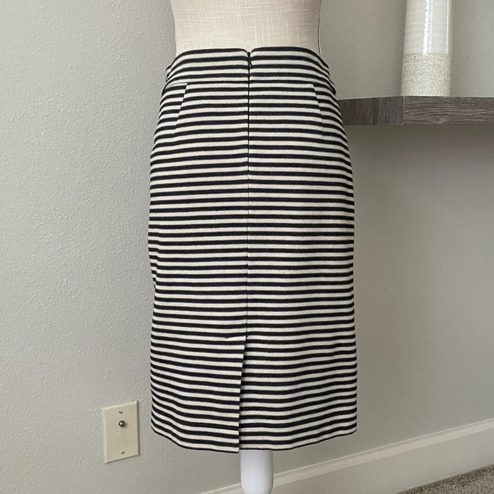 Banana Republic Cotton Knit Nautical Stripe Pencil Skirt Navy Ivory Size 0